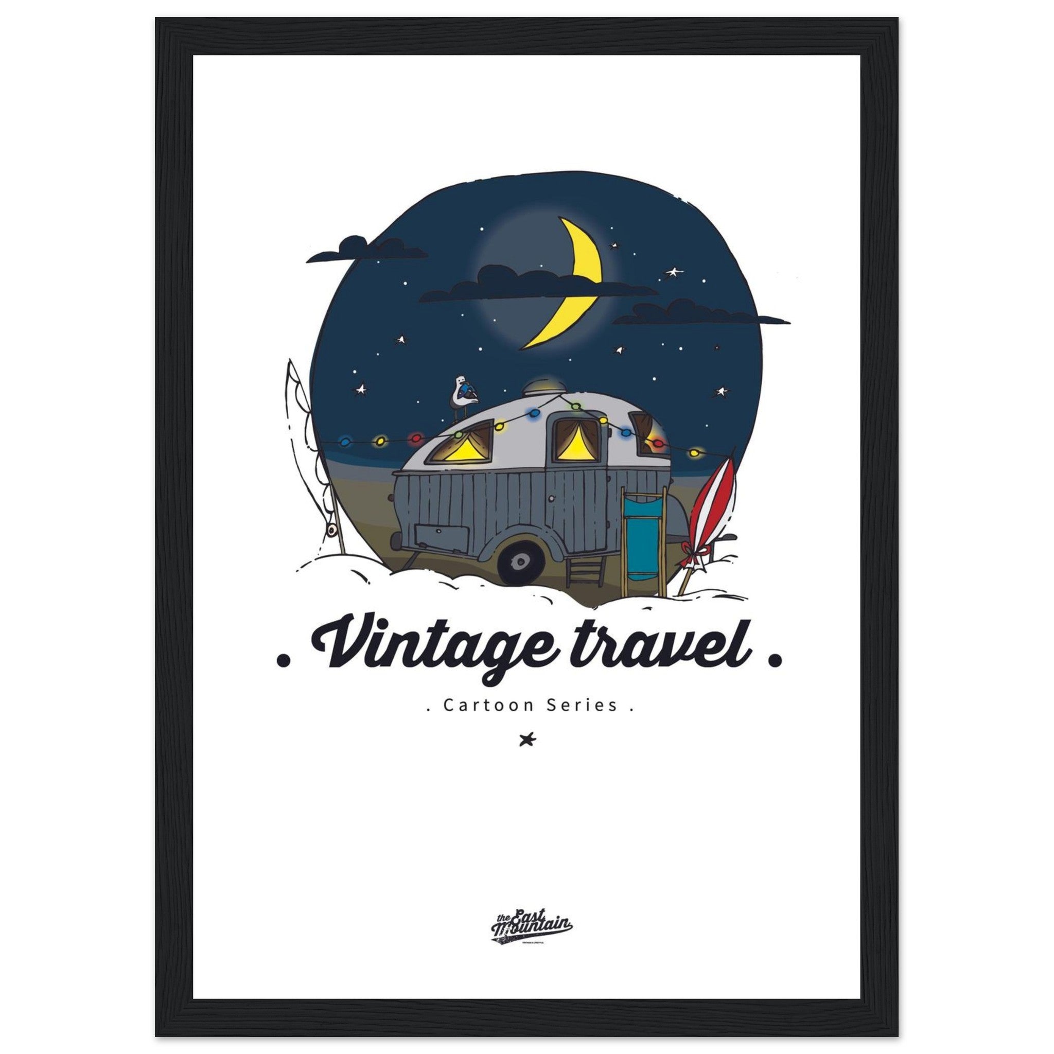 Poster caravane retro nuit étoilée