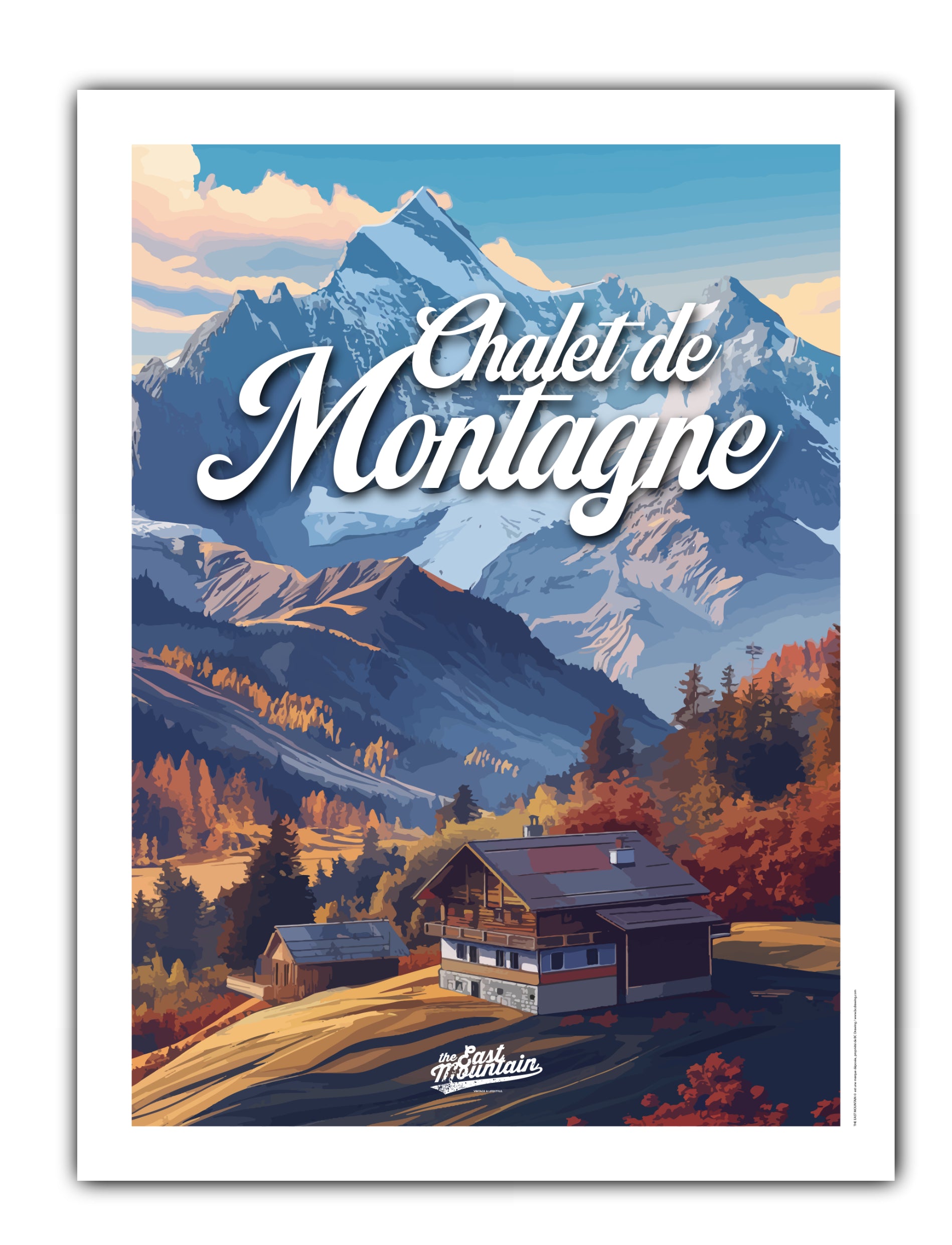 Affiche CHALET SUR LA COLLINE – Art mural ambiance montagne | THE EAST MOUNTAIN