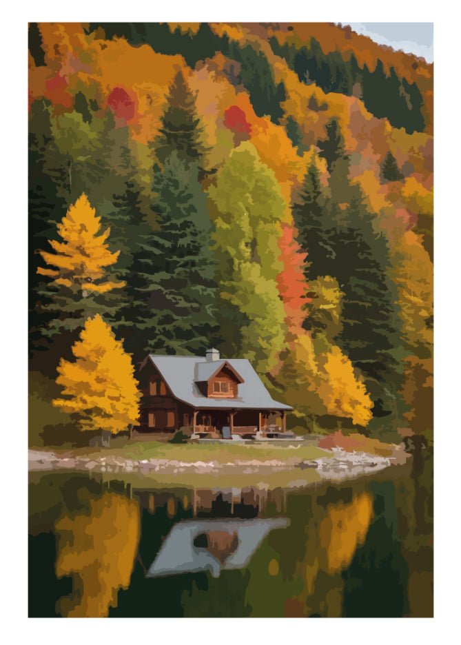 Affiche CHALET AU BORD DU LAC – Décoration murale esprit alpin | THE EAST MOUNTAIN