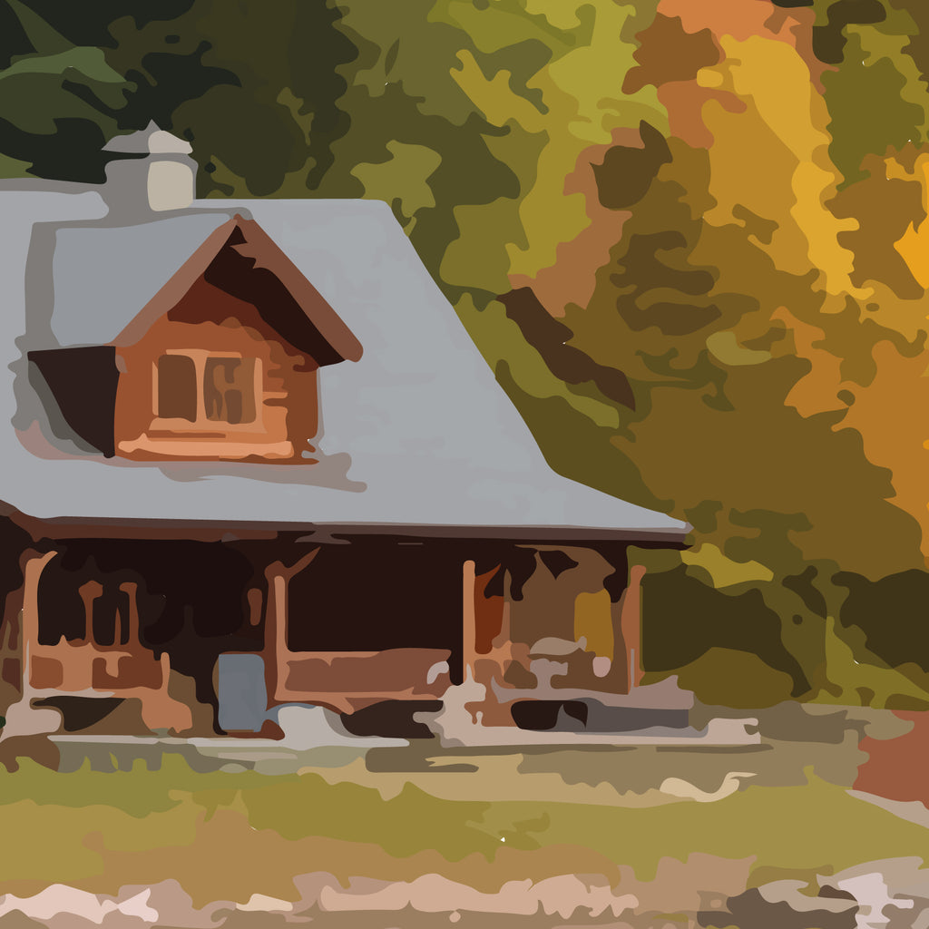 Affiche CHALET AU BORD DU LAC – Décoration murale esprit alpin | THE EAST MOUNTAIN