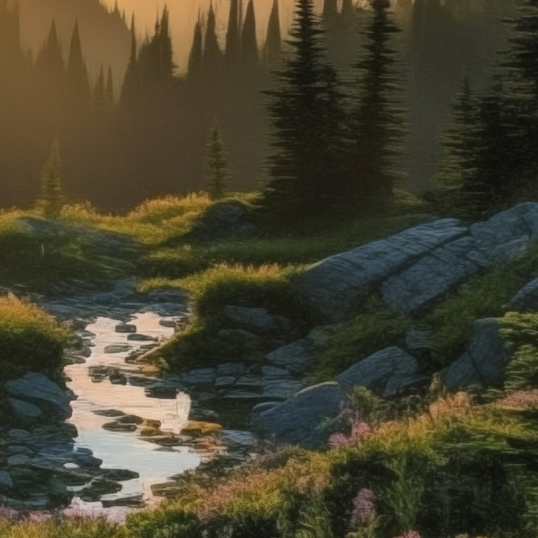 Affiche PASSION MONTAGNE - LA COMBE DES FLEURS – Art mural nature et aventure | THE EAST MOUNTAIN