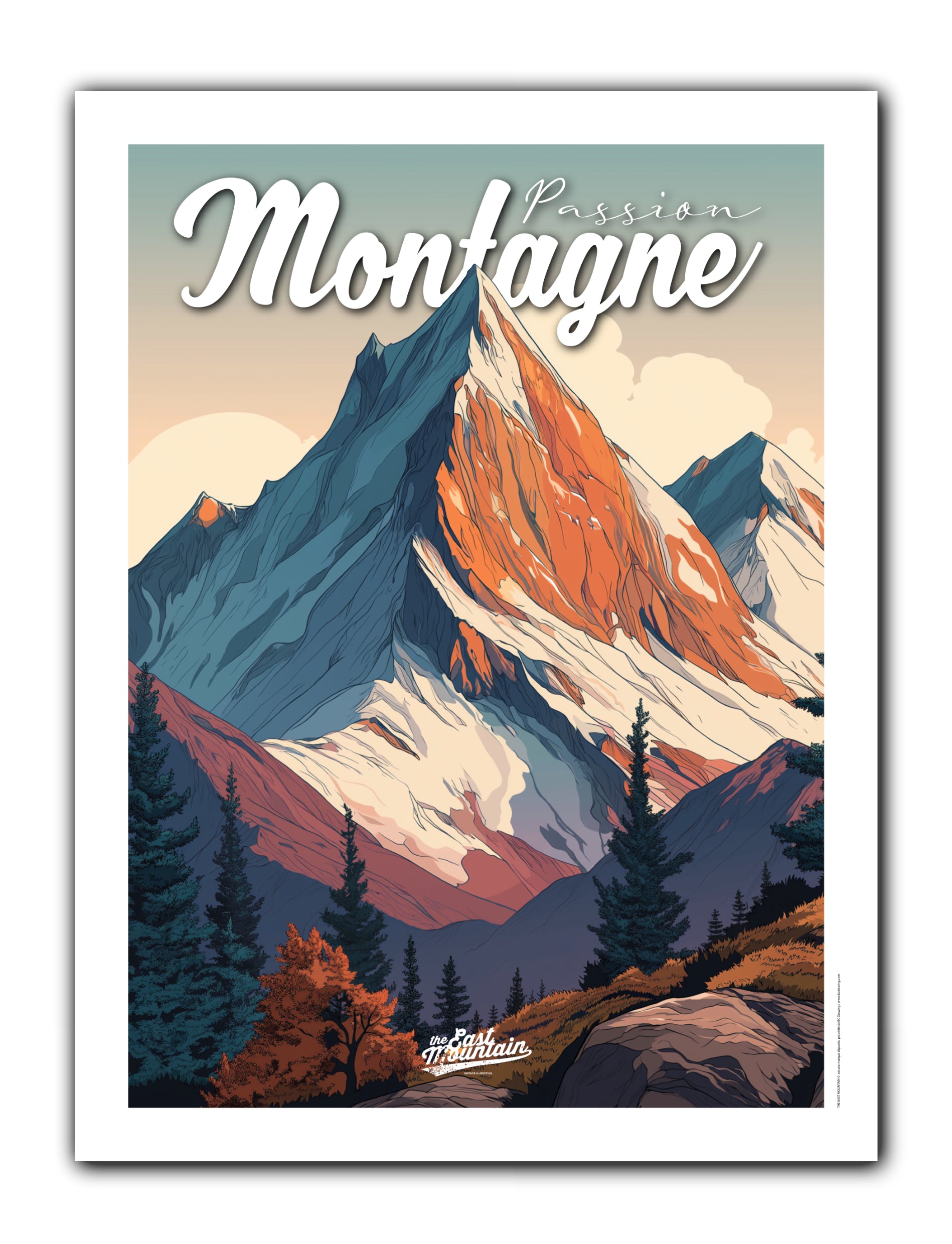 Affiche PASSION MONTAGNE - LUMIERE D'UN SOIR – Décoration murale esprit alpin | THE EAST MOUNTAIN