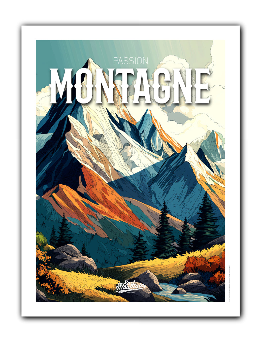 Affiche PASSION MONTAGNE - LES COULEURS DES CIMES – Illustration décorative esprit nature | THE EAST MOUNTAIN