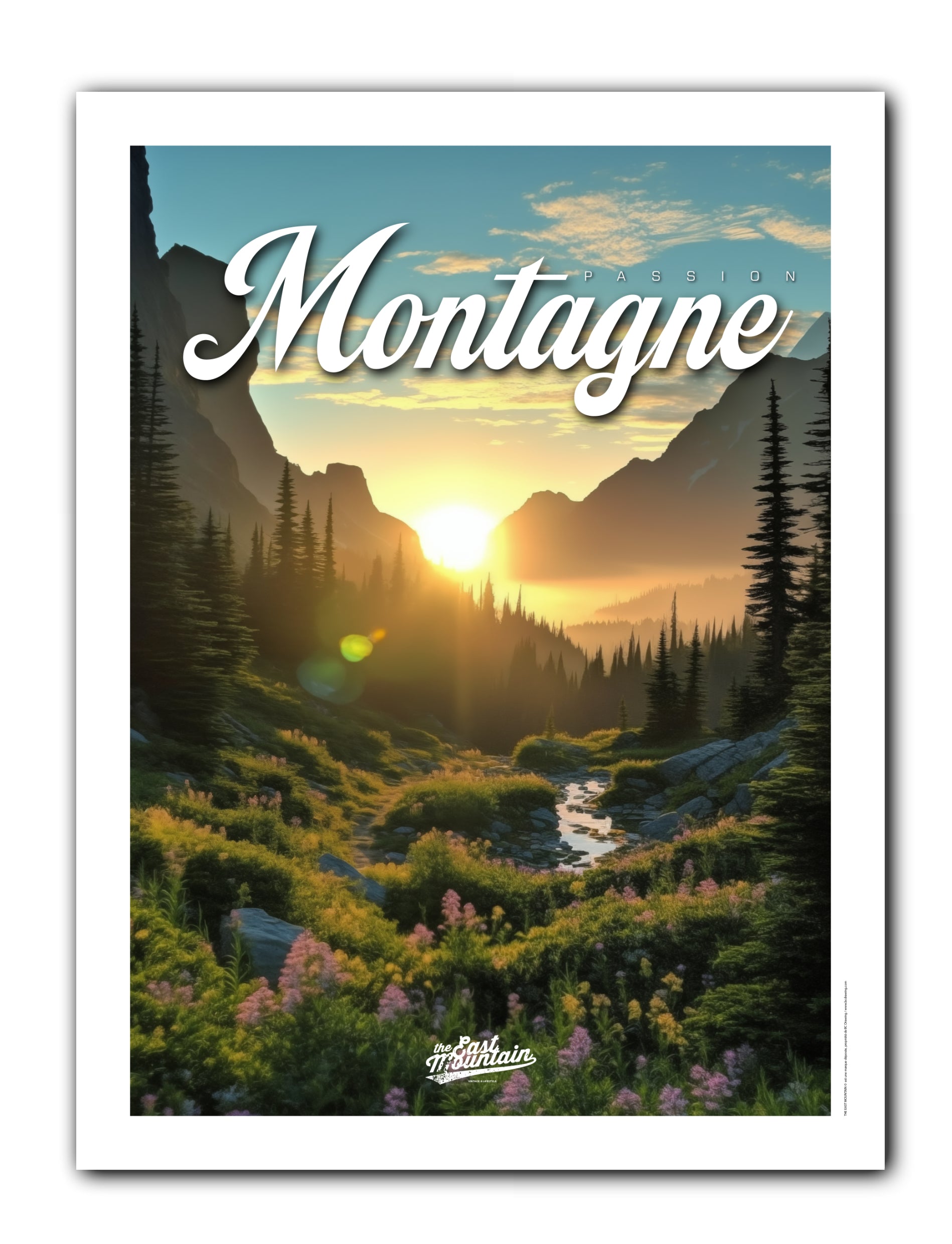 Affiche PASSION MONTAGNE - LA COMBE DES FLEURS – Art mural nature et aventure | THE EAST MOUNTAIN