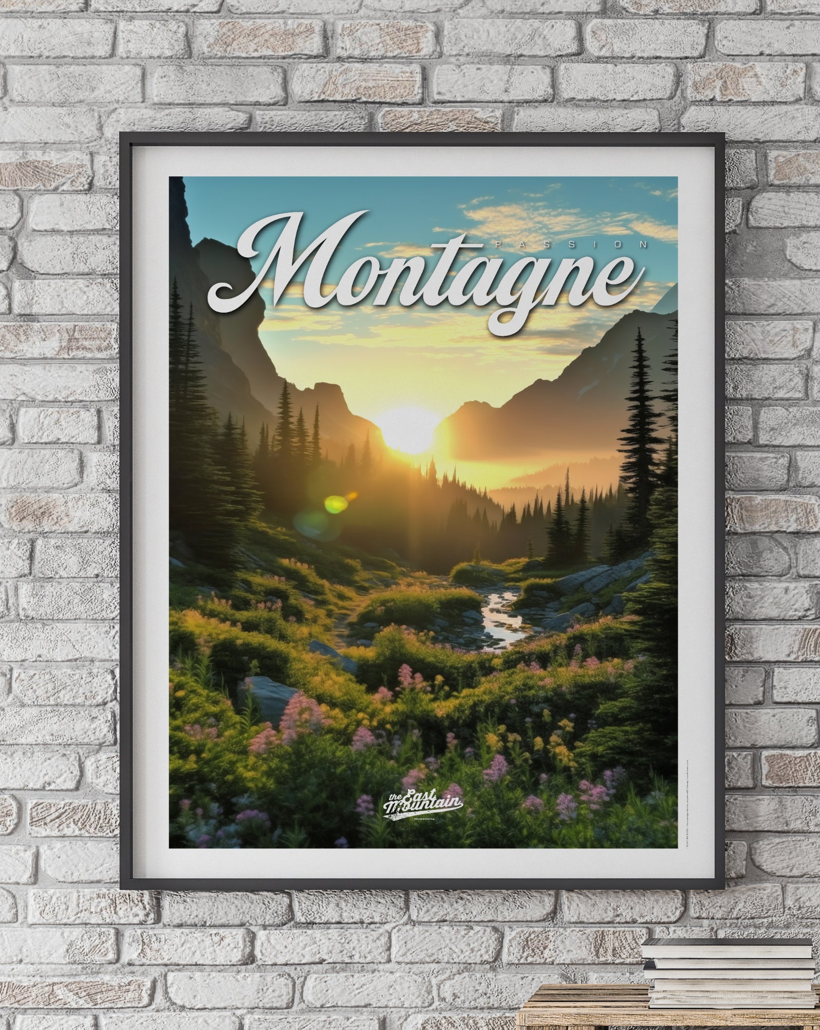 Affiche PASSION MONTAGNE - LA COMBE DES FLEURS – Art mural nature et aventure | THE EAST MOUNTAIN