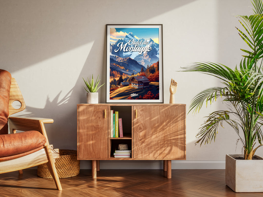 Affiche CHALET SUR LA COLLINE – Art mural ambiance montagne | THE EAST MOUNTAIN